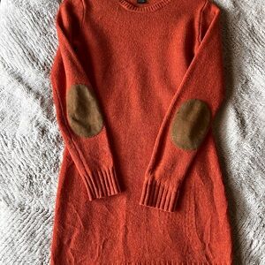 Ralph Lauren Wool Long-Sleeve Elbow Patch Sweater Dress
